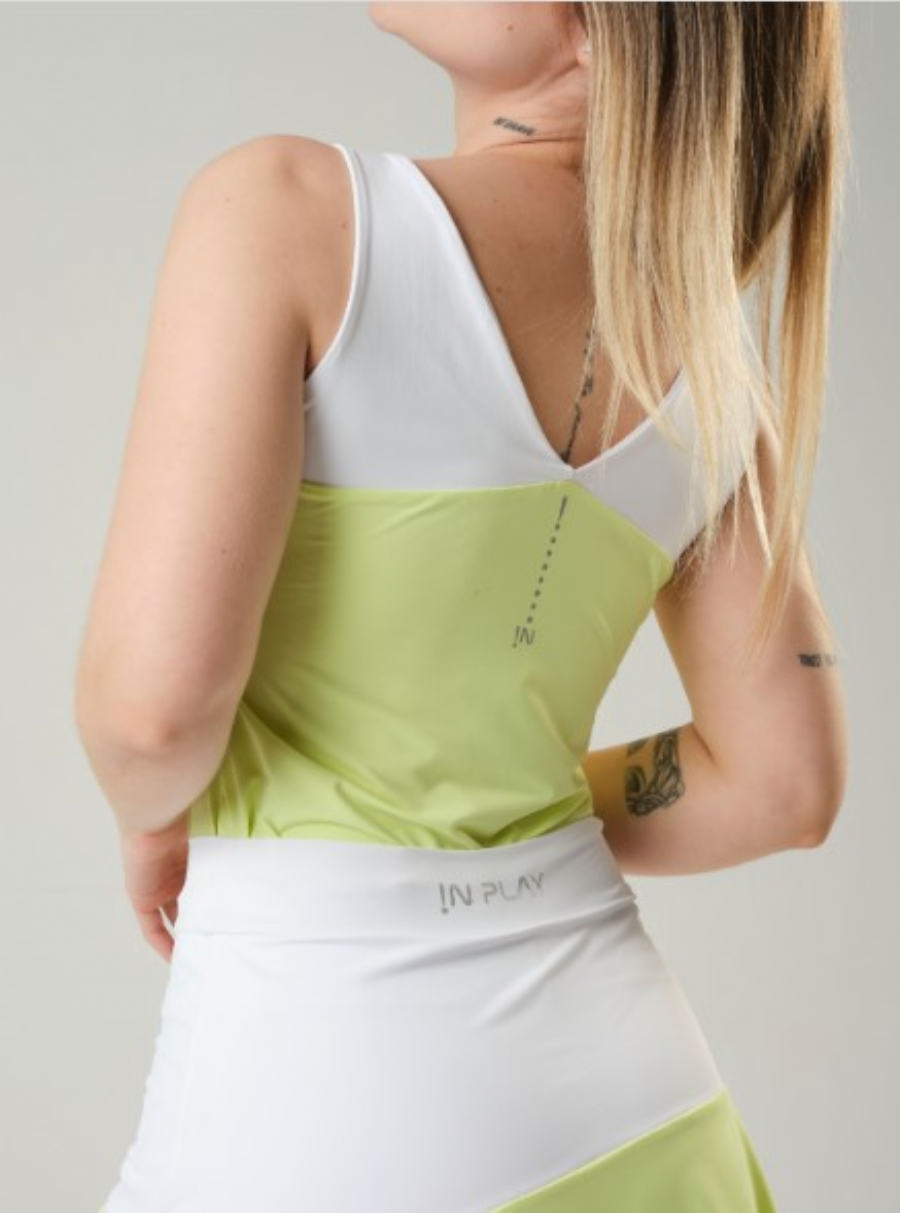 Blusa recortes decote V Branco/Lima