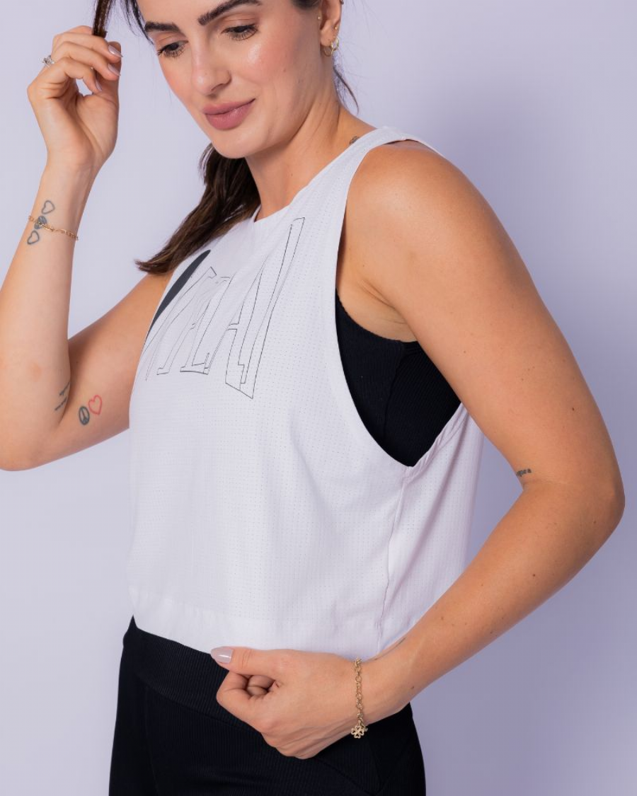 Regata Cropped Furadinha IN194 Branco